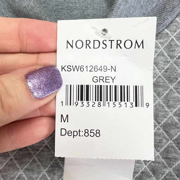 NWT Socialite Grey Mock Neck Textured Sweatshirt Size M - Picture 6 of 8